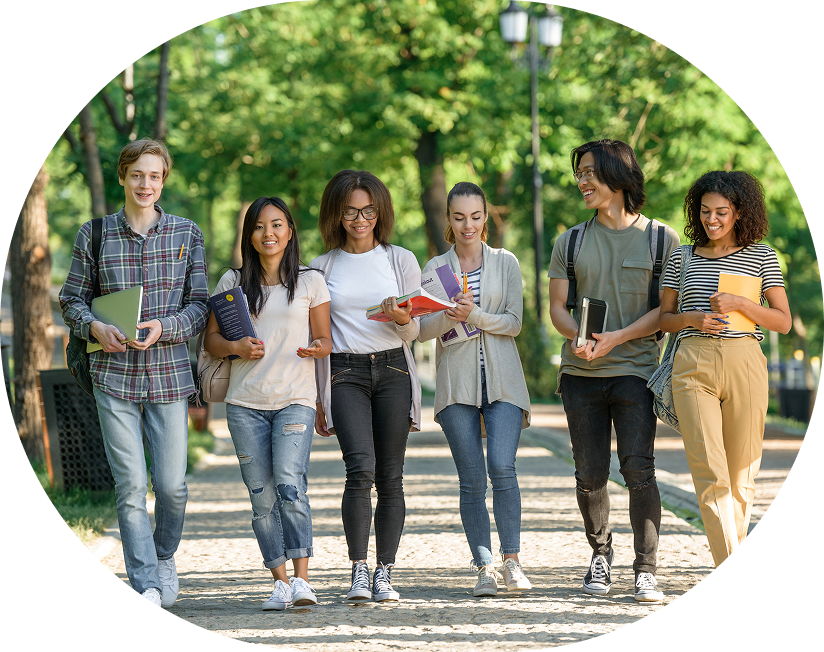 Students walking on campus
